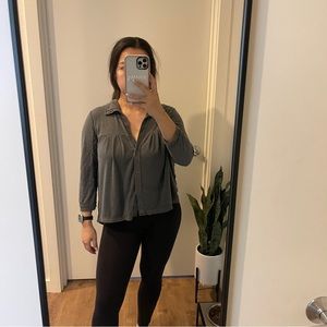 Free People Flowy Button Up With Lace Sides